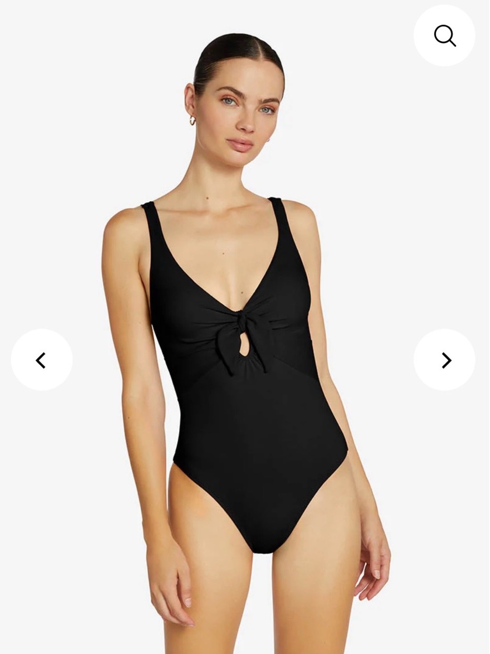 Robin Piccone Black One-Piece Swimsuit with Front Tie Detail